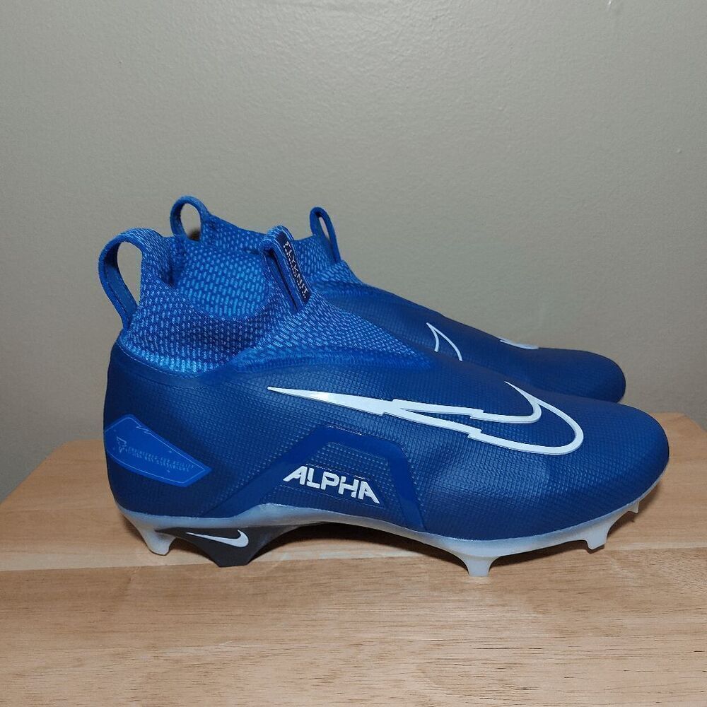 Nike Alpha Menace Elite 3 Flyknit Football Cleats Blue CT6648-414 Men's 10.5